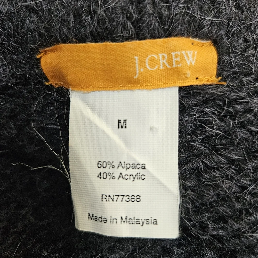 J Crew Sweater Coat Duster Womens M Blue Longline Collar Knit Alpaca blend